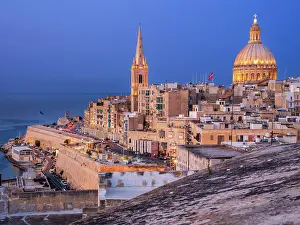 Pauls Anglican Cathedral Prints: Skyline with Basilica of our Lady of Mount Carmel Dome and St