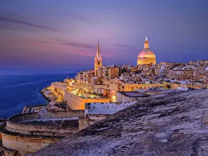 Maltese Prints: Skyline with Basilica of our Lady of Mount Carmel Dome and St