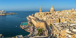 Maltese Prints: Skyline with Basilica of our Lady of Mount Carmel Dome and St