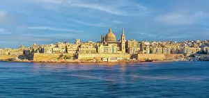 Maltese Prints: Skyline with Basilica of our Lady of Mount Carmel Dome and St