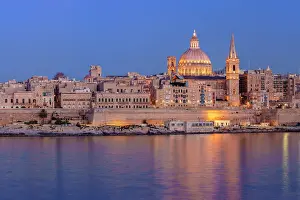 Maltese Prints: Skyline with Basilica of our Lady of Mount Carmel Dome and St