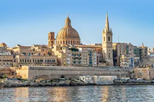 Valletta Prints: Skyline with Basilica of our Lady of Mount Carmel Dome and St