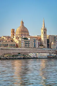 Maltese Prints: Skyline with Basilica of our Lady of Mount Carmel Dome and St