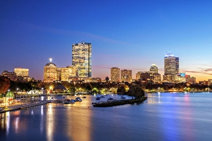 Back Bay Prints: Skyline of Back Bay from across the Charles River, Boston, Massachusetts, USA