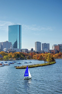 Back Bay Prints: Skyline of Back Bay in the fall from across the Charles River, Boston, Massachusetts, USA
