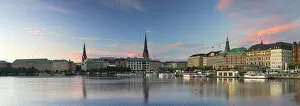 Images Dated 11th October 2016: Skyline of Binnenalster Lake at dawn, Hamburg, Germany