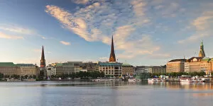 Images Dated 11th October 2016: Skyline of Binnenalster Lake at dawn, Hamburg, Germany