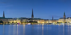 Skyline of Binnenalster Lake, Hamburg, Germany