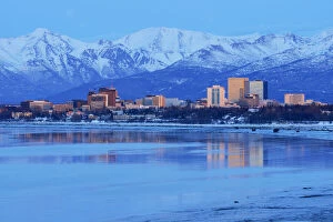 Skyline of the city of anchorage with Alaska, USA