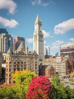 Historic Landmark Prints: Skyline of Custom House Clock Tower in Downtown Boston Boston, Massachusetts, USA