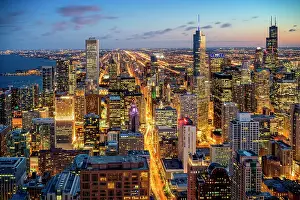 Observation Deck Prints: Skyline of Downtown Chicago with views to Willis Tower and Trump Tower