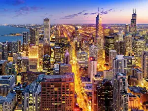 Observation Deck Prints: Skyline of Downtown Chicago with views to Willis Tower and Trump Tower