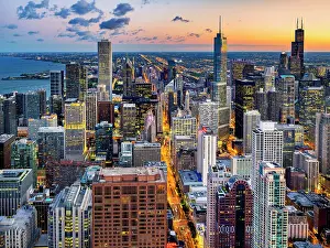 Observation Deck Prints: Skyline of Downtown Chicago with views to Willis Tower and Trump Tower