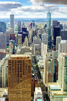 Observation Deck Prints: Skyline of Downtown Chicago with views to Willis Tower and Trump Tower