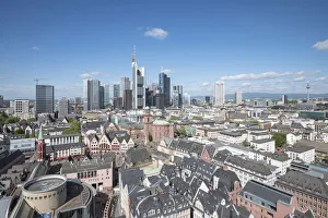 Frankfurt Prints: The skyline of Frankfurt from the cathedral of St. Bartolomeo, Germany, Europe
