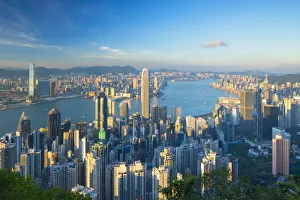 Images Dated 8th June 2018: Skyline of Hong Kong Island and Kowloon from Victoria Peak, Hong Kong Island, Hong Kong