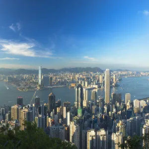 Images Dated 8th June 2018: Skyline of Hong Kong Island and Kowloon from Victoria Peak, Hong Kong Island, Hong Kong