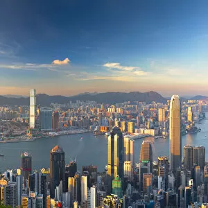 Images Dated 8th June 2018: Skyline of Hong Kong Island and Kowloon from Victoria Peak, Hong Kong Island, Hong Kong