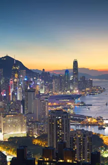 Tall Building Gallery: Skyline of Hong Kong Island at sunset, Hong Kong