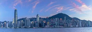 Images Dated 28th April 2020: Skyline of Hong Kong Island at sunset, Hong Kong