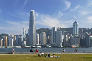 Images Dated 28th April 2020: Skyline of Hong Kong Island from West Kowloon Art Park, Kowloon, Hong Kong