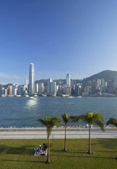 Images Dated 28th April 2020: Skyline of Hong Kong Island from West Kowloon Art Park, Kowloon, Hong Kong