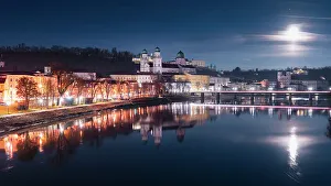 Passau Prints: Skyline of the night in Passau, Bavaria, Germany