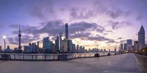 Skyline of Pudong at sunrise, Shanghai, China