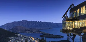 Overview Prints: Skyline Restaurant and Lake Wakatipu, Queenstown, Otago, South Island, New Zealand