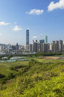 Skyline of Shenzhen from Sheung Shui, New Territories, Hong Kong
