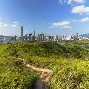 Images Dated 29th May 2020: Skyline of Shenzhen from Sheung Shui, New Territories, Hong Kong