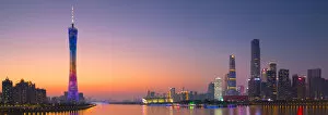 Images Dated 9th March 2017: Skyline of Tianhe at sunset, Guangzhou, Guangdong, China