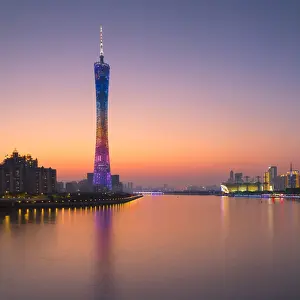 Architecture Prints: Skyline of Tianhe at sunset, Guangzhou, Guangdong, China