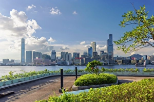 Tsim Sha Tsui Prints: Skyline of Tsim Sha Tsui from rooftop of Wan Chai Pier, Hong Kong