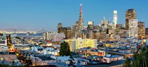 San Francisco Prints: Skyline View of downtown San Francisco At Night, San Francisco, California, USA