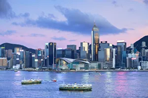 Tall Building Gallery: Skyline of Wan Chai on Hong Kong Island at sunset, Hong Kong