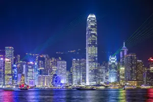 Central Prints: Skyscrapers on Hong Kong Island at night during A Symphony of Lights