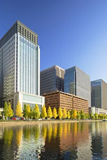 Kanto Prints: Skyscrapers of Marunouchi and Imperial Palace moat, Tokyo, Japan