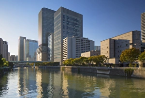 Osaka Prints: Skyscrapers on Nakanoshima island, Kita, Osaka, Kansai, Japan