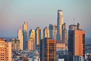La Plata River Prints: The skyscrapers of Puerto Madero at sunset, Buenos Aires, Argentina