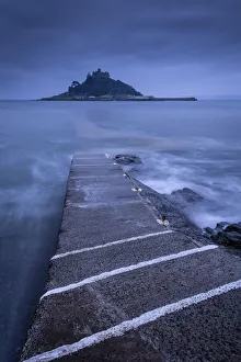 Marazion Prints: Slipway leading to St Michaels Mount, Marazion, Cornwall, England