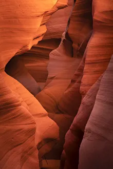Orange Color Prints: Slot canyon walls, Antelope Canyon X, Page, Arizona, USA