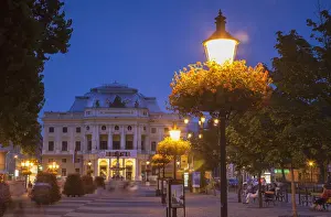 Slovak National Theatre at dusk, Bratislava, Slovakia