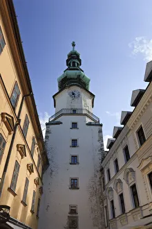 Images Dated 28th April 2011: Slovakia, Bratislava, Old Town, St. Michaels Gate and Tower