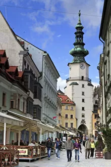 Images Dated 28th April 2011: Slovakia, Bratislava, Old Town, St. Michaels Gate and Tower
