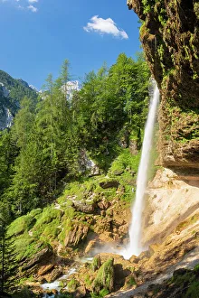 Images Dated 17th August 2022: Slovenia, Gorenjska Region, Mojstrana. The waterfall, Slap Pericnik, in the Vrata Valley