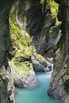 Slovenia, Goriska Region, Tolmin. Tolmin Gorge on the Tolminka River marks the southern