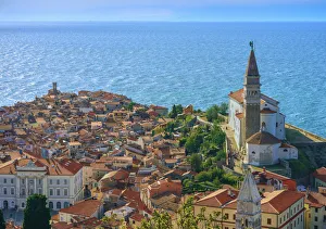 Istria Prints: Slovenia, Primorska, Piran, Old Town, Church of St. George (Cerkev sv. Jurija)