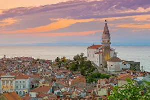 Rooftop Prints: Slovenia, Primorska, Piran, Old Town, Church of St. George (Cerkev sv. Jurija)