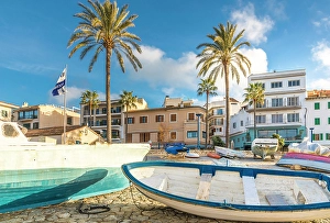 Small Prints: Small boats in the fishing harbor of Port d`Andratx, Mallorca, Balearic Islands, Spain